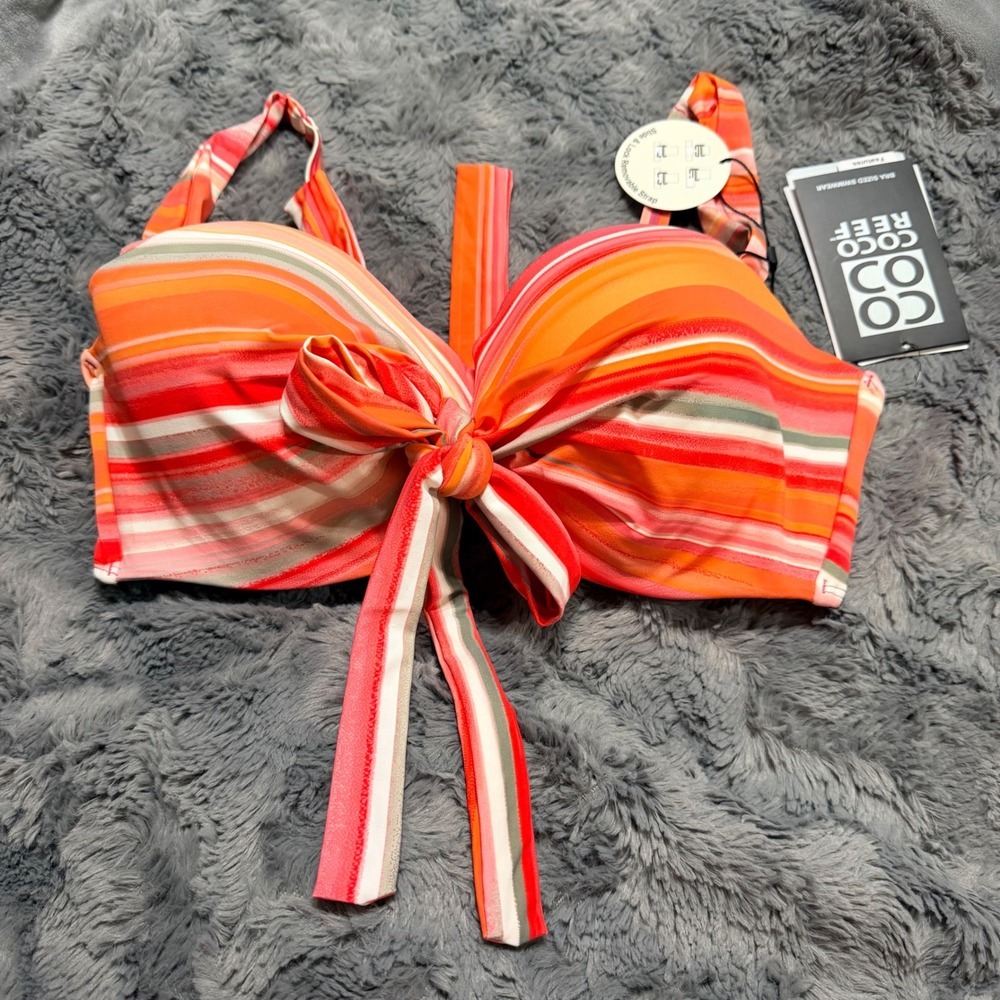 Coco Reef Papaya Stripe Five Way Underwire Bikini Top 36/38D Orange Pink U74988